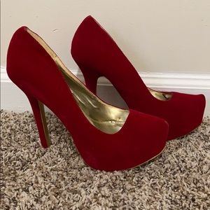 Red Faux Suede Pump